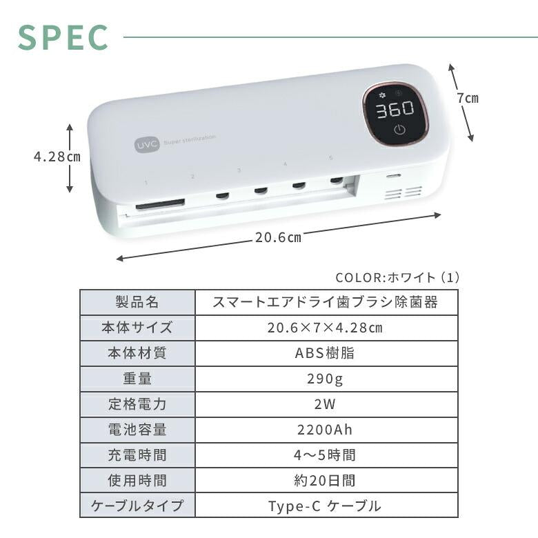 P3 - 壁掛け式 UV-C 歯ブラシ除菌・収納ホルダー