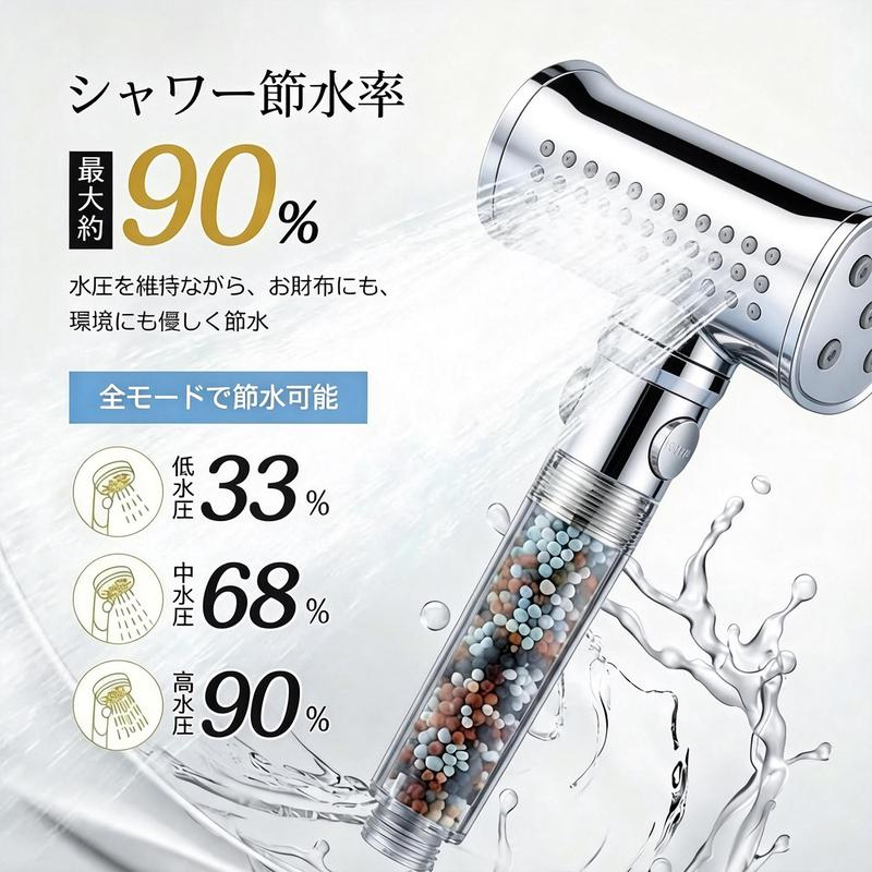 5層浄水フィルター搭載 節水・増圧シャワーヘッド