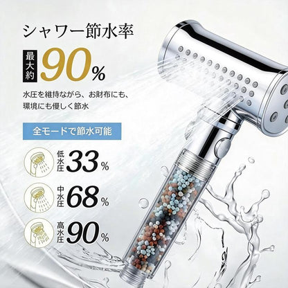 5層浄水フィルター搭載 節水・増圧シャワーヘッド