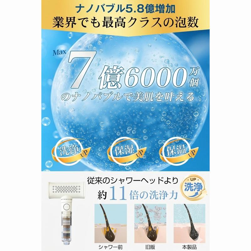 5層浄水フィルター搭載 節水・増圧シャワーヘッド