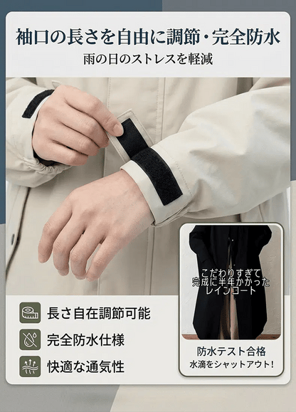 高防水 袖付き レインポンチョ