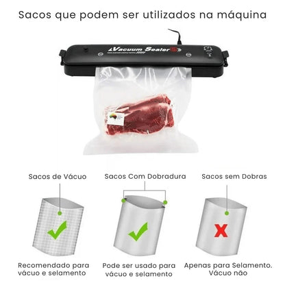 Seladora e Embaladora Automática a Vácuo Portátil + 10 Sacos de Brinde - Modern Casa