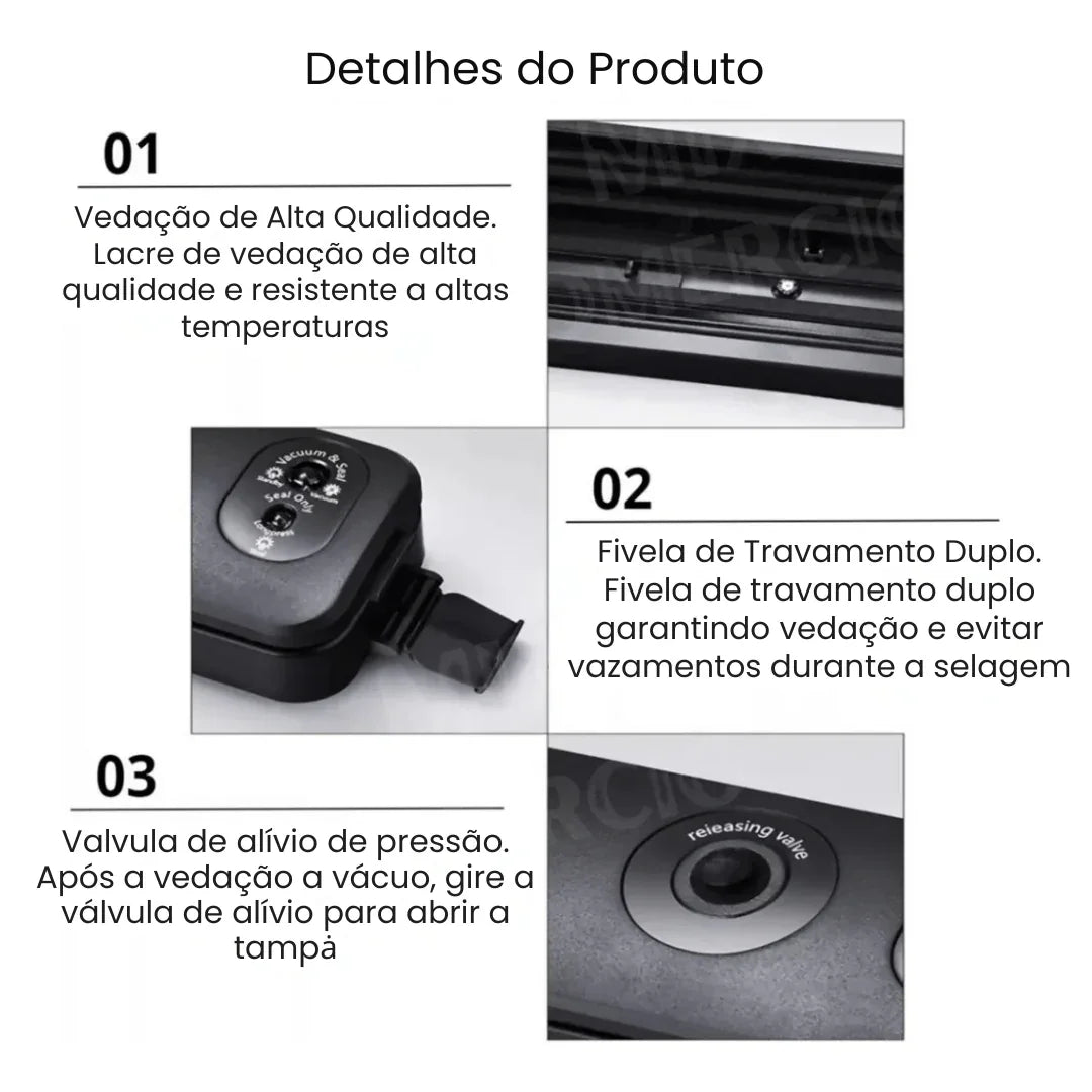 Seladora e Embaladora Automática a Vácuo Portátil + 10 Sacos de Brinde - Modern Casa