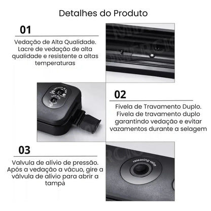 Seladora e Embaladora Automática a Vácuo Portátil + 10 Sacos de Brinde - Modern Casa